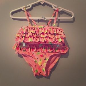H&M girls pink flamingo & fruit print swimsuit